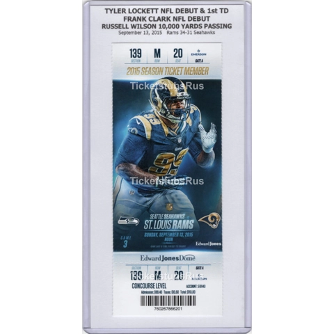 Tyler Lockett NFL DEBUT 2015 Seahawks Rams 9/13 Full Ticket WILSON 10,000 YARDS