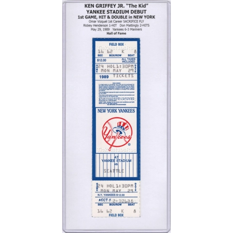 Ken Griffey Jr YANKEE STADIUM DEBUT 1989 Yankees Mariners 5-29 FULL Ticket RARE