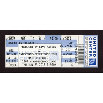 2015 U2 Concert 6/25 Full Ticket UNITED CENTER C..