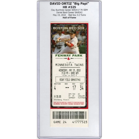 David Ortiz HR-325 HOF Clay Buchholz WIN Red Sox Twins 5/19/2010 FULL Ticket