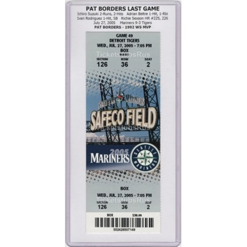 Pat Borders LAST GAME Mariners Tigers 7/27/2005 ..
