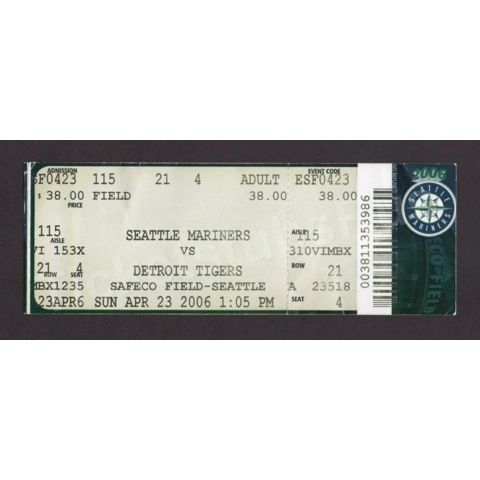 Justin Verlander WIN-2 DEBUT SEATTLE Mariners Tigers 4/23/2006 Full Ticket RARE