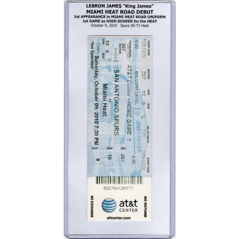 LeBron James MIAMI HEAT ROAD DEBUT 2010 Spurs Heat 10/9 Full Ticket KING JAMES