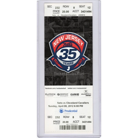 LAST & FINAL NETS WIN in New Jersey 2012 Nets Cavaliers 4/8 Full Ticket OVERTIME