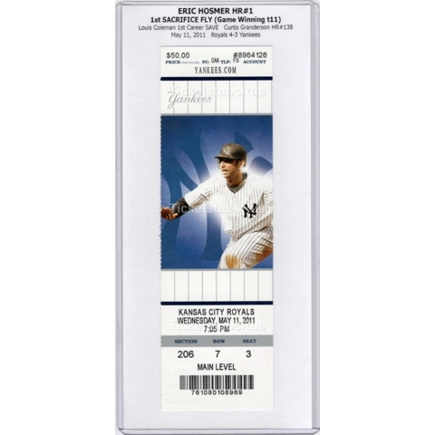 Eric Hosmer 1st HOME RUN HR-1 Yankees Royals 5/11/2011 Full Ticket POSADA