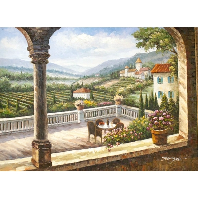 15 BY 20 INCH PRINT ON CANVAS OF WINE COUNTRY ORIGINAL OIL
