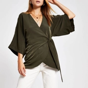 Khaki Wrap Tunic Top