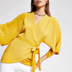 Yellow Wrap Tunic Top
