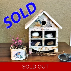 Bluebird Tabletop Cubby Shelf & Mini Floral