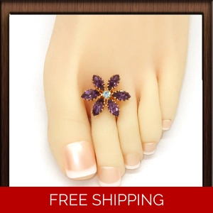 Amethyst Crystal Floral Toe Ring Toe Charm The Crafty Hobbit