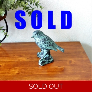 Porcelain Black and Teal Bird Figurine