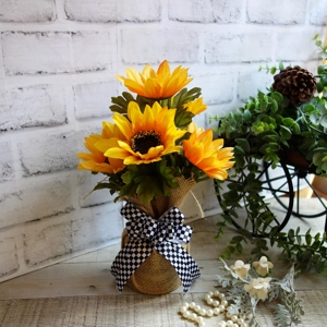 Checked Spring Decor Sunflowers