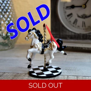 Vintage Black & White Decor Carousel Horse Ornament
