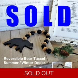 Black Bear Decor Bead Tassel Reversible Summer Winter