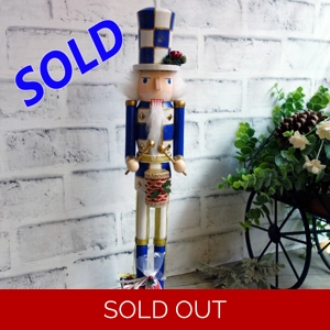 Royal Blue Checked Nutcracker Christmas Decor