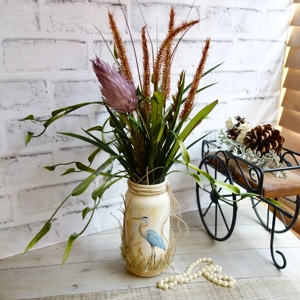 Blue Heron Vase Floral Arrangement 15 in