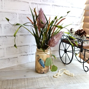 Blue Heron Vase Floral Arrangement 12 in