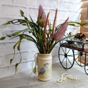 Blue Heron Botanical Vase Floral Arrangement 14 in