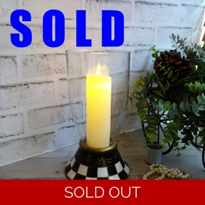 Checked Hurricane Lamp Candle Holder