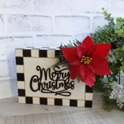 Checked Merry Christmas Sign Box Style 8x6
