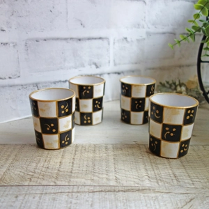 Whimsy Checked Votive Candles Set/4