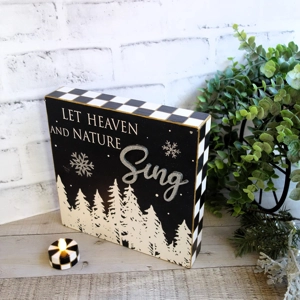 Checked Christmas Sign with Candle 8x8 Box Style