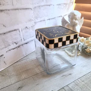 Checked Heirloom Glass Canister Apothecary Jar