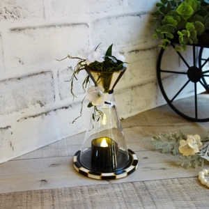 Checked Tea Light Candle Cloche Vintage Cristal d'Arques Durand Martini Glass