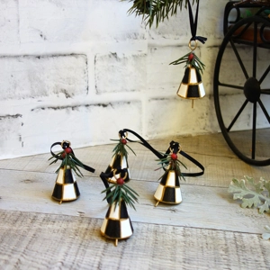 Checked Ornaments Set/5 Olde Worlde Cone Bells