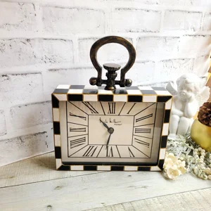 Checked Regency Carriage Mantle Clock