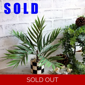 Checked Spring Decor Potted Greenery Artificial Palm