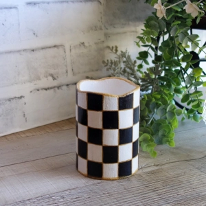 Vintage Checks Candle LED Flickering Candle