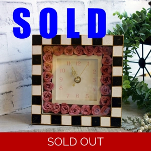 Checks and Roses Shadowbox Clock Courtly Decor