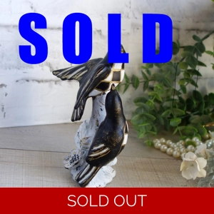 Courtly Song Bird Figurine Black and White Check Decor