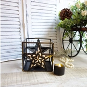 Checked Tea LIght Candle Holder with LED Tea Light Candle