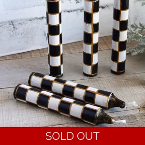 Checked Candles Set/2 Black and White Checks Taper Candles