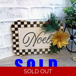 Checked Christmas Decor NOEL Sign