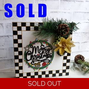 Checked Merry Christmas Sign Chintz Christmas Decor