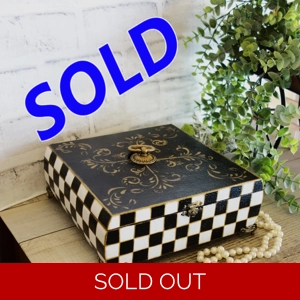 Black White Checked Decorative Box Hand Painted Checks Decor