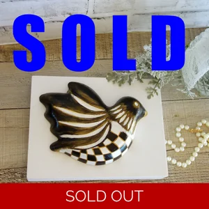 Checked Songbird Jewelry Dish