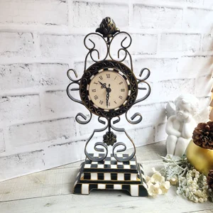 Checked Whimsy Pedestal Clock