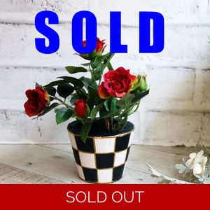 Checked Flower Pot Mini Rose Checked Decor