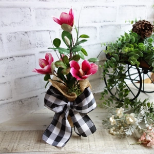 Checked Flower Pot Arrangement Buffalo Check Decor