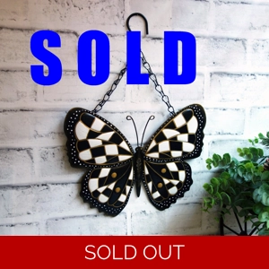 Checked Butterfly Courtly Patio Decor