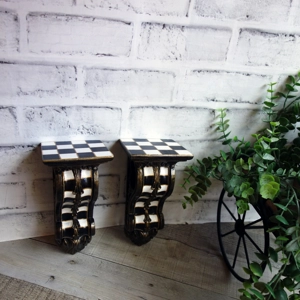 Small Checked Vintage Corbel Shelf Set Courtly Decor