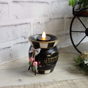 Checked Votive Candle Holder with LED Tea Light