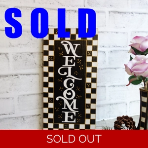 Rustic Checked Welcome Sign 12 in.