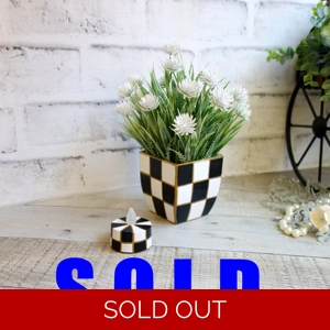 Checked Flower Pot Artificial Floral Courtly Style Decor