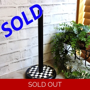 Courtly Paper Towel Holder Black and White Checked Decor