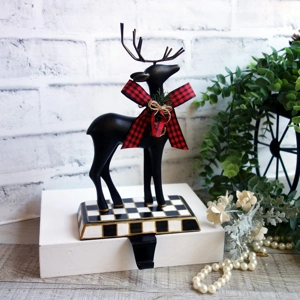 Courtly Christmas Stocking Holder Checked Decor